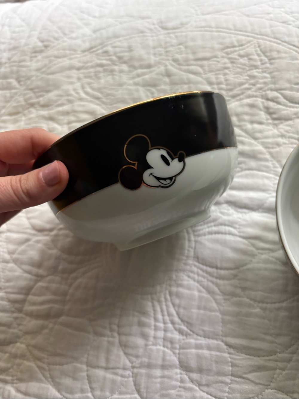 Disney Mickey Mouse Bowls - White with Black Ring (Set of 2)